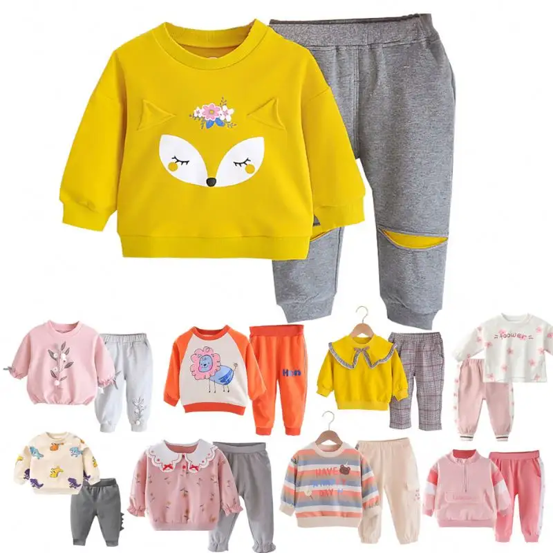 MKMN Drop Free Shipping Baby Girls Clothes New Spring Autumn Baby Cartoon Print 2pcs Outfits Kids Infant Clothing Sets for Baby