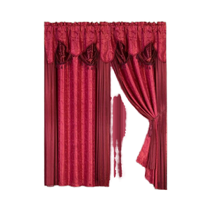 Hermosas cortinas opacas de poliéster Borgoña 2 uds para sala de estar con cenefa 10 Minites respondidos - Product Image 1