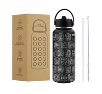 Bouteille isotherme en acier inoxydable à double paroi de 32 oz avec paille, personnalisable, thème 63 Parcs Nationaux des États-Unis (liste de lieux à visiter), avec autocollants