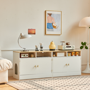 صندوق غرف النوم الخشبي المغطى بجزء جميل يوضع على المنضدة بنهاية المطبخ أثاث مذهل مقعد الحمام للقطط أثاث حيوانات أليفة - Product Image 2