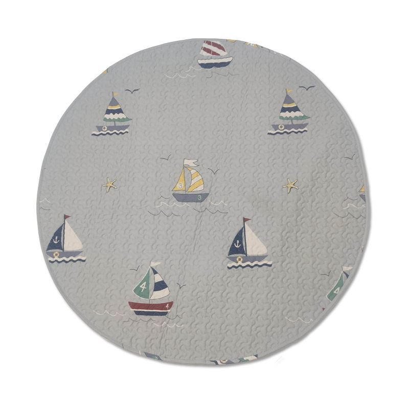 Almohadilla redonda de algodón, azul, 110 cm
