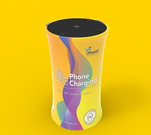 Tavolo di ricarica pieghevole in tessuto personalizzato Y2Power REX, stazione di ricarica wireless portatile adatta per fiere ed eventi - Product Image 3