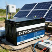 Batterie au lithium fer phosphate à décharge profonde 24V 25,6V 50Ah 300Ah, LiFePO4 pour camping-car, marine et hors réseau