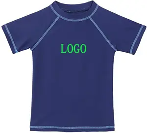 Детские рубашки для плавания с защитой от сыпи на заказ, рубашки с коротким рукавом от солнца, быстросохнущие рубашки UPF 50 + Youth Boys, одежда для серфинга, одежда для плавания, рубашка, Топ