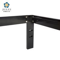 JULEI DJ-PK09 Cadre de lit plateforme moderne en métal et lattes de bois, sur mesure, taille King, assemblage facile, capacité 300-350 kg, revêtement thermolaqué, compact
