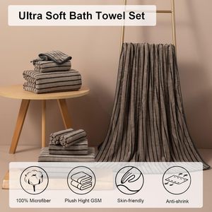 8 Pcs Soft <strong>Jumbo</strong> Cabana Stripe Bath <strong>Towel</strong> Set Oversized Bath Sheet 2 Hand <strong>Towels</strong> 4 Quick Dry Washcloths for Spa Gym Hotel - Product Image 6