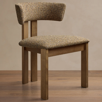 Chaise de salle à manger moderne en bois massif, écologique, durable, avec dossier incurvé et revêtement en velours bouclé, options de couleurs disponibles