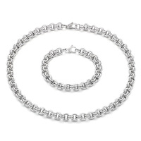 Ensemble collier et bracelet en acier inoxydable à double boucle en forme de O, design simple et élégant, unisexe, VEROMCA