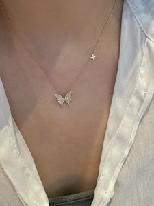 Xinfly Luxury 18K Gold Chain 0.37CT & 0.12CT Full Lab Diamonds on Big <b>Butterfly</b> Pendant Fashionable Two <b>Butterflies</b> Necklace - Product Image 4