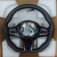 Volant en cuir pleine fleur à fond plat avec garniture noire pour BMW Série G G11 G12 G20 G21 G22 G30 M2 G87 M3 G80 M4 G82 G05 G06