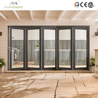 Porta Esterna in Alluminio Moderna Resistente agli Uragani NFRC, Porta Pieghevole in Vetro Doppio per Balcone e Patio, per Uso Alberghiero