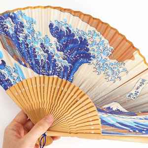 Elegant Bamboo and Silk <b>Fans</b> Wooden Folding Bamboo Gan <b>Hand</b> <b>Fans</b> for Weddings Parties and Home Decor - Product Image 2