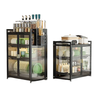 Lemari Penyimpanan Dapur Multi-layer Kapasitas Besar Rak Penyimpanan Mangkuk Piring Lemari Anti Debu dengan Pintu