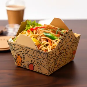 Cajas de Papel Kraft Reciclado Biodegradables y Ecológicas con Logotipo Personalizado, Revestimiento de Esponja, Embalaje Rápido para Comida para Llevar, <span class=keywords><strong>Sushi</strong></span> - Product Image 3