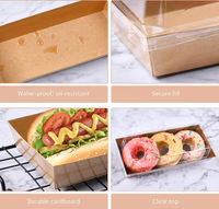 Boîtes à Charcuterie Carrées Jetables en PET + Papier, Couvercles Transparents pour Pizza, Hamburger, Sushi, Gâteau, Contenants de Boulangerie (Matériaux Recyclés)