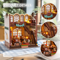 ODM 2025 Nouvelle maison miniature DIY Librairie Magique Artisanat en bois Métal Plastique Papier Lumière LED Puzzle 3D en bois 23x18x24cm >14 ans