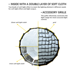 Caja de Luz Parabólica de Plástico de 60 cm para <span class=keywords><strong>Estudio</strong></span> Fotográfico, Flash para Cámara, Montura Bowens, Anillo Cónico Profundo con Rejilla - Product Image 2