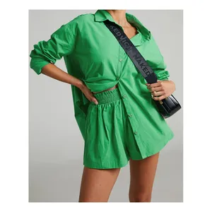 2022 New Trend Single Row Button Shirt Shorts Two-piece Casual Women's Suit