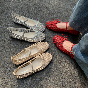 WETKISS Zapatos Planos Tejidos Vintage Personalizados para Mujer, Elegantes Zapatos Mary Jane con Diseño Calado, Cómodos Zapatos Planos Tipo Bailarina, Elegantes Zapatos de Tacón Bajo Estilo Romano - Product Image 5
