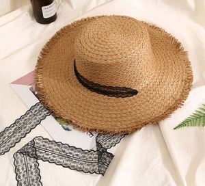 Wholesale Lara Grass <b>Flat</b> Top Large Brim Burlap Straw <b>Hat</b> Lace Breathable Women's Summer Beach Sun <b>Hats</b> - Product Image 4