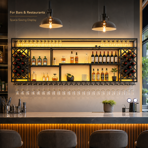 Portabottiglie da Parete a LED Personalizzato, <span class=keywords><strong>Scaffali</strong></span> in Ferro Industriale, Vetrina per Sala da Pranzo, Espositore per Bottiglie di Vino per Bar e Hotel - Product Image 5
