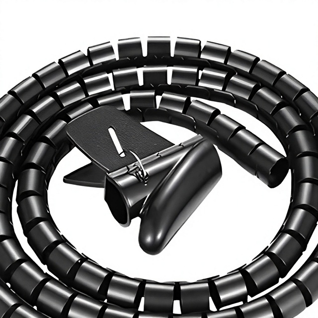 Black Spiral Cable Wrap Sleeve Flexible Cable Organizer Tube Wear Resistant Wire Management for Desk Home Office