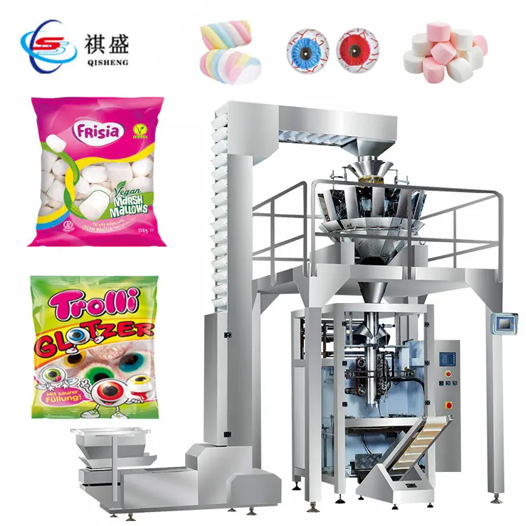 Tự động Marshmallow cân nhắc điền máy đóng gói dọc nhãn cầu thạch mắt Gummy masmelos kẹo con dấu máy đóng gói