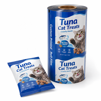 Rouleau de film d'emballage alimentaire personnalisé pour friandises pour chats au thon, résistant à l'humidité, de qualité alimentaire, pour sachets de collations croustillantes