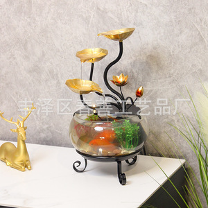 Pecera de Vidrio de Escritorio con Fuente de Agua Corriente, Redonda, Automática, Fácil de Limpiar, Regalo Empresarial - Product Image 4