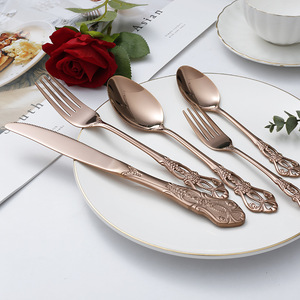 Fourchette à dîner en acier inoxydable 4/5/40 pièces Cuillères Couteaux Argenterie Vaisselle de luxe noire <span class=keywords><strong>Couverts</strong></span> rétro - Product Image 6