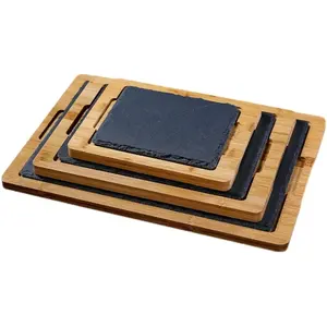 New rectangular stone barbecue grill plates in the cool autumn weather