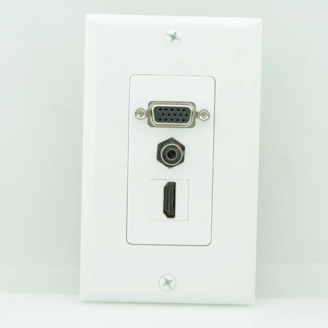 Multimedia for (Can Be Customized) VGA and Audio Wall Plate White American Face Plate ABS Material 12 Month Warranty