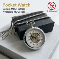 Montre de poche squelette classique personnalisée OEM/ODM, mouvement mécanique apparent vintage, boîtier en titane 47 mm, chaîne métallique CE