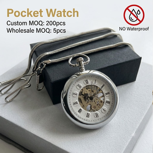 Montre de poche squelette classique personnalisée OEM/ODM, mouvement mécanique apparent vintage, boîtier 47 mm, chaîne métallique, certifiée CE - Product Image 2