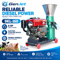 Nouvelle machine à granulés d'aliments pour animaux diesel numérique 12HP 9KL-180 avec démarrage électrique 200kg/h pour élevage avicole commercial, utilisation en extérieur