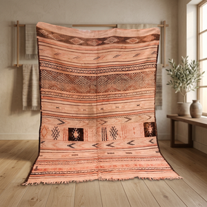 Tapis marocain Kilim de qualité supérieure en laine berbère, tissé à la main, à poils ras, motif géométrique, pour salon, vente en gros - Product Image 1