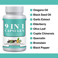 Amaz Huile 9-en-1 : Huile de Nigelle, Extrait d'Ail, Feuille d'Olivier, Coptis Chinensis, Poivre Noir - Capsules pour Adultes
