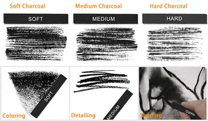 Secolarart bastoncino di carbone morbido medio duro artista bastone di carbone compresso per disegnare ombreggiatura - Product Image 2