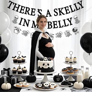Bannière 'Il y a un squelette <span class=keywords><strong>dans</strong></span> <span class=keywords><strong>mon</strong></span> ventre' pour décoration d'Halloween sur le thème des squelettes et pour baby shower - Product Image 4