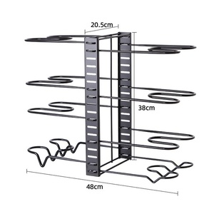Multifunctional Adjustable Storage Metal Kitchen Pot Lid Organizer Rack Holder Kitchen Pan Storage Rack Folding Kitchen Tools