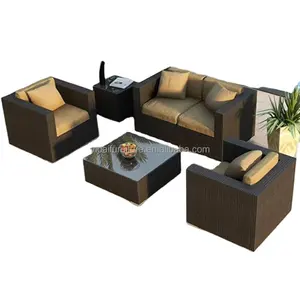 outdoor patio hotel pub bistro inn Furniture Wholesaler Outdoor Seating Sectional Poly Rattan Wicker Garden Sofa China factory