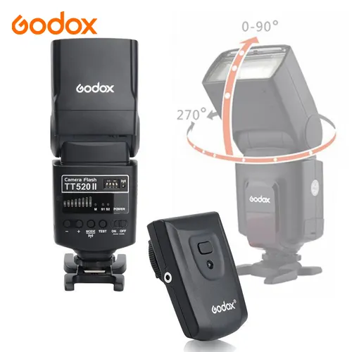 Godox Newest Camera Flash TT520II GN33 Build-in 433MHz + RT Transmitter for All Cameras