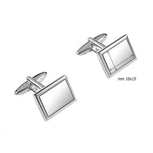 Gemelli Rettangolari 13x19 mm Placcati Argento, Accessorio per Abbigliamento Formale da Uomo - Product Image 3