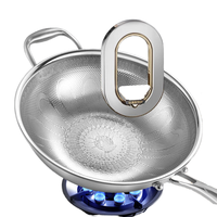 Wok moderne en titane pur, sans revêtement, antiadhésif, en acier multicouche, ustensile de cuisine avec finition martelée motif paon, pot en métal