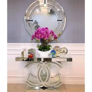 Entry table console living room stainless steel modern furniture console table with mirror
