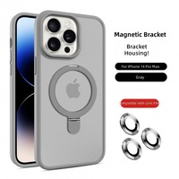 Coque de téléphone PC effet mat avec support pivotant et fixation magnétique compatible avec le protecteur d'objectif 16 Plus, coque rigide pour 18 Pro