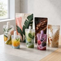 Pochette Doypack personnalisée avec logo, fenêtre transparente, résistante aux fuites, en plastique, pour purée de fruits et emballage alimentaire liquide