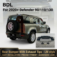 Pare-chocs arrière noir brillant style LM avec embouts d'échappement pour Defender 90 110 130 2020+, pas de découpe requise