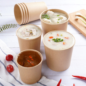 Eco Friendly Disposable Kraft Paper Fruit Salad Food Paper Cups Paper Bowls
