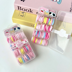 Élastiques à cheveux coréens en velours pour enfants, boîte à 5 compartiments, design coloré de dessins animés, accessoires capillaires quotidiens pour filles - Product Image 1